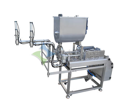 雙頭配線臥式攪拌醬料灌裝機